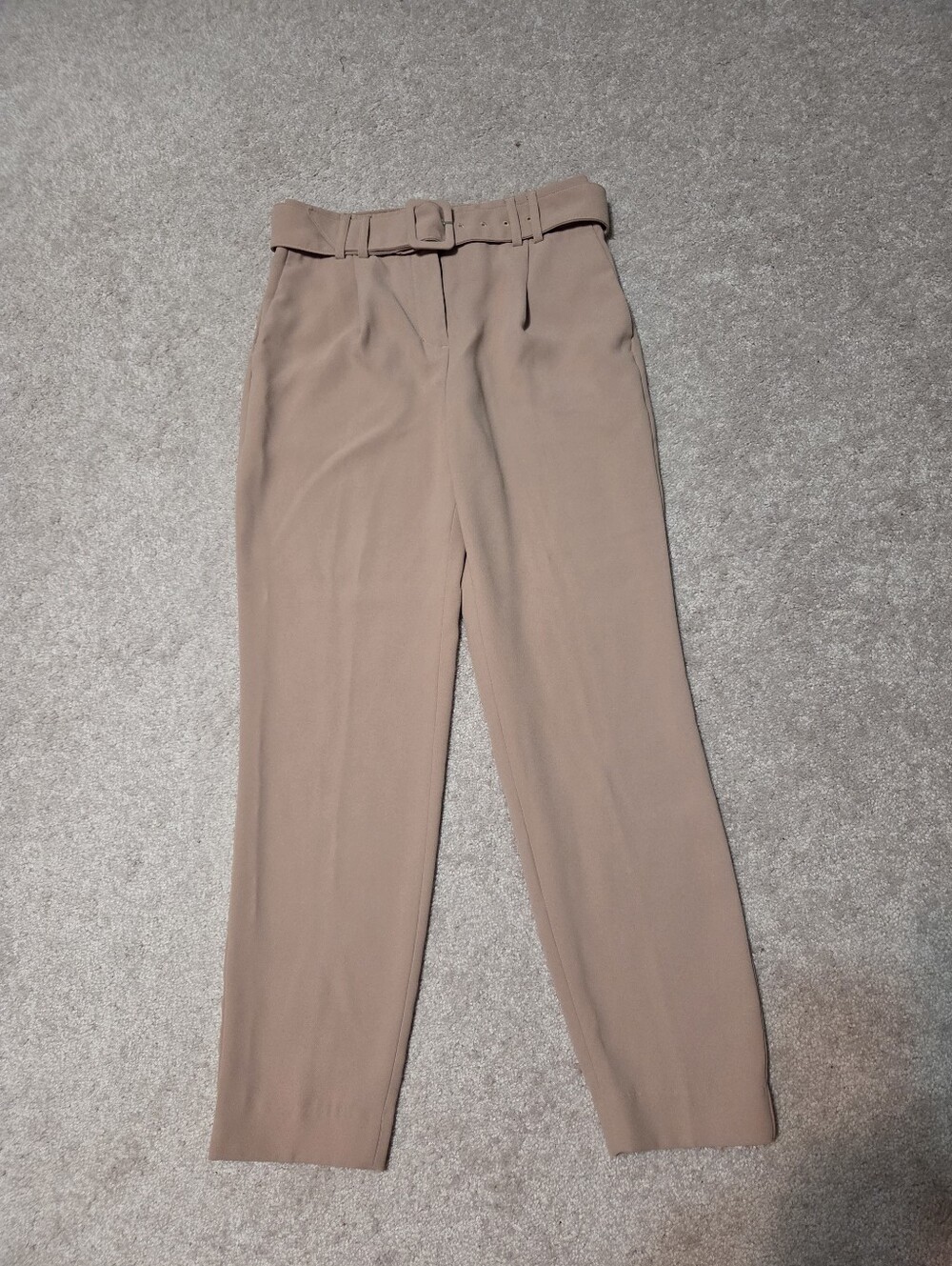 Express Tan High-Waist Belted Trousers Size 0